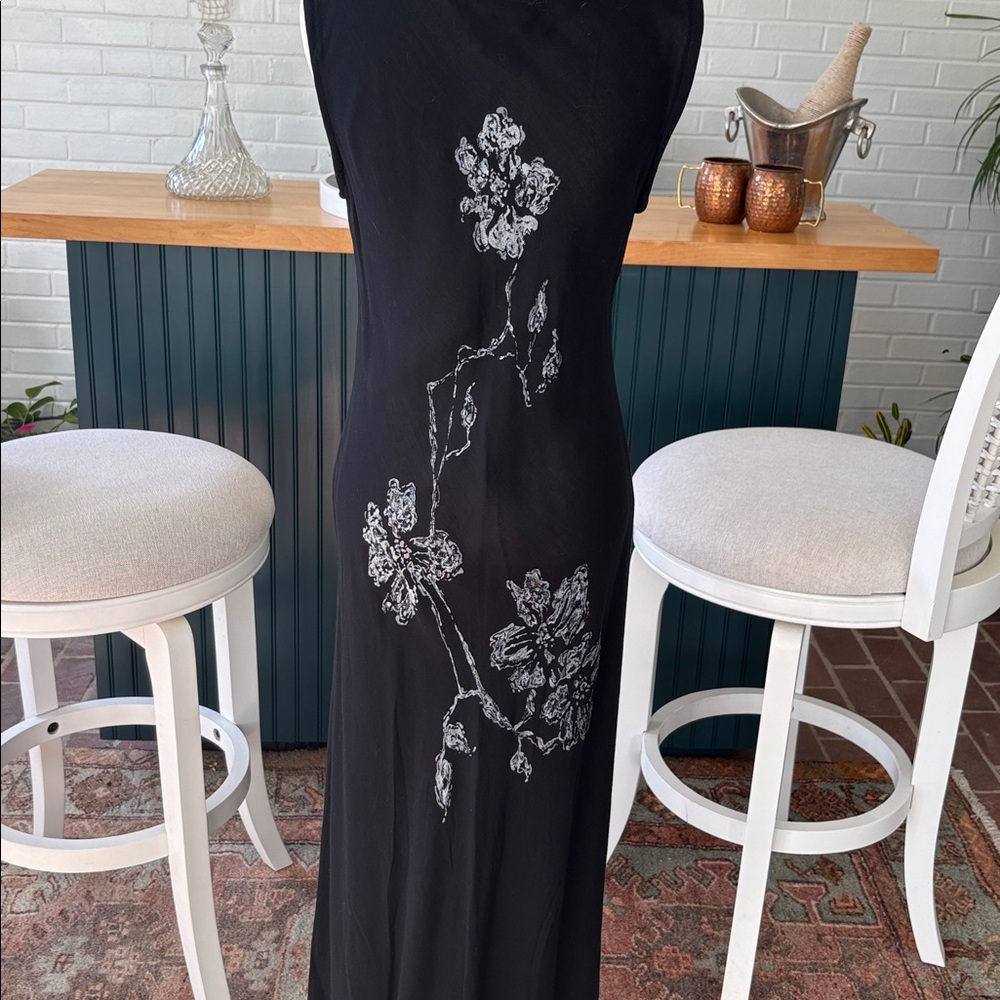 Carole Little Unique Vintage Black and White Floral Maxi Dress - Picture 14 of 15
